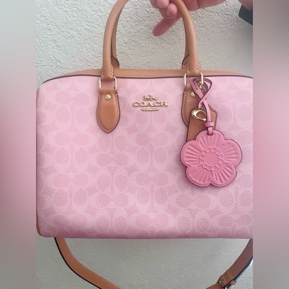 NWT Coach Rowan Large Satchel Bag In Signature in Powder Pink CEA19 - Picture 4 of 11